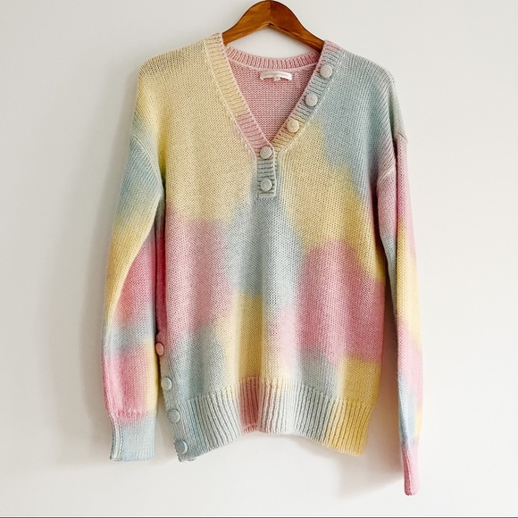 LoveShackFancy Naveen V-Neck Pullover Sweater Tie Dye Fairy Tale Women’s Small - Picture 8 of 16
